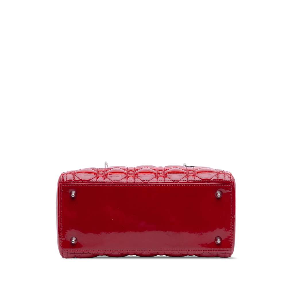 Dior Medium Patent Cannage Lady Dior Red Leather Good condition - Inside View