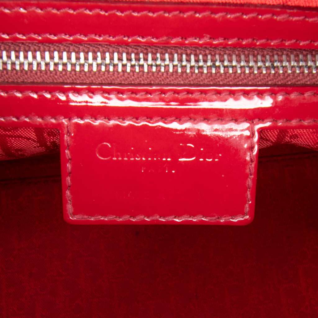Dior Medium Patent Cannage Lady Dior Red Leather Good condition - Box View