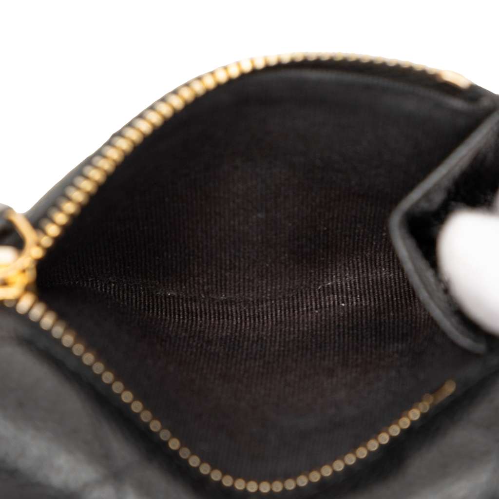 Chanel CC Quilted Caviar Trifold Wallet Black Leather Good condition - Box View