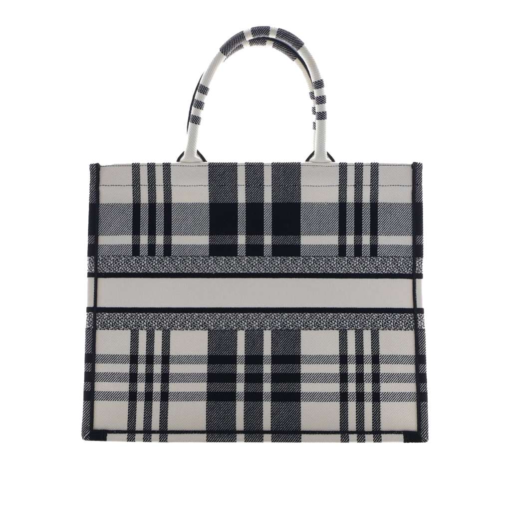 Dior Large Embroidered Canvas Check n Dior Book Tote White Canvas Good condition - Back View