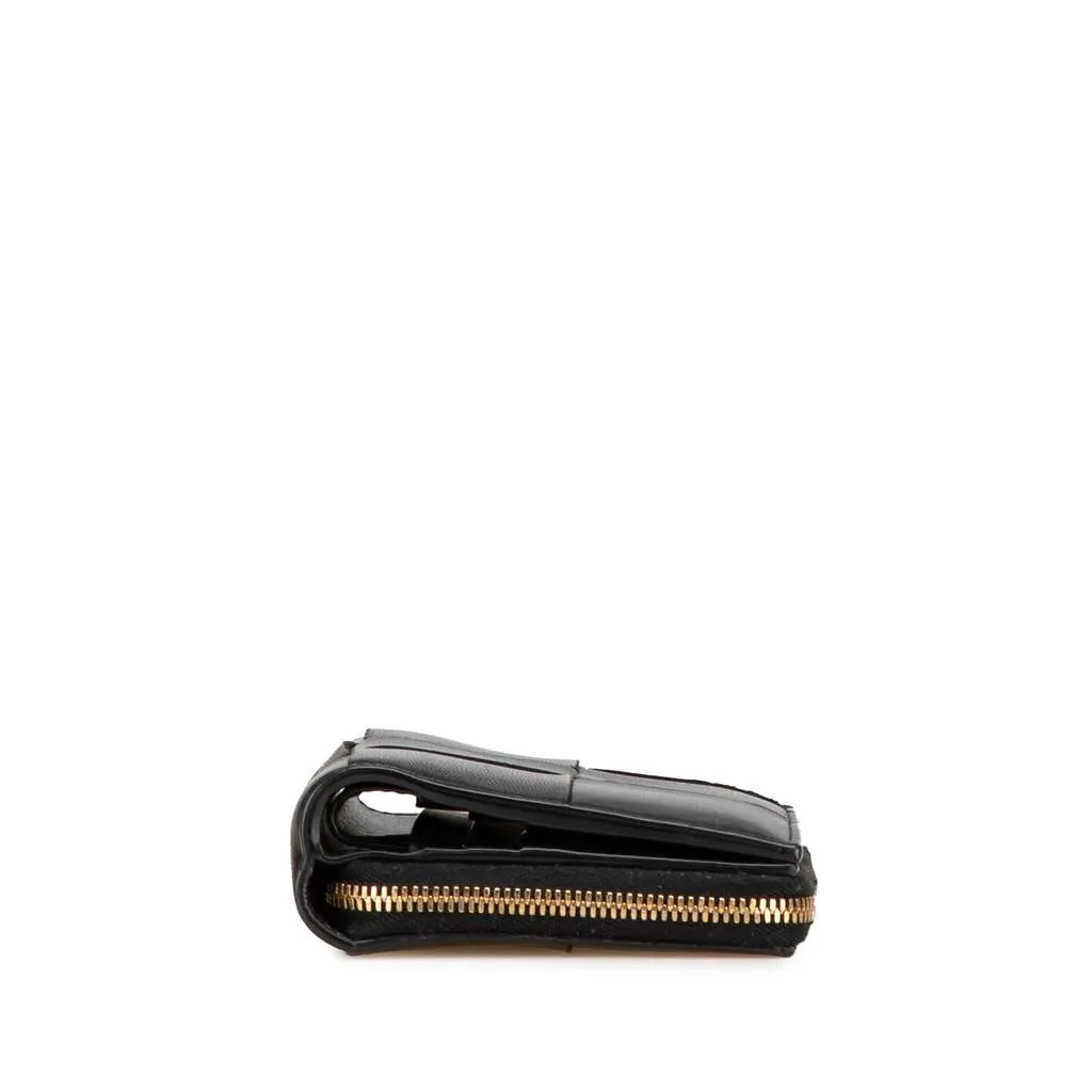 Bottega Veneta Lambskin Maxi Intreccio Cassette Bifold Zip Wallet Black Leather Very good - Inside View