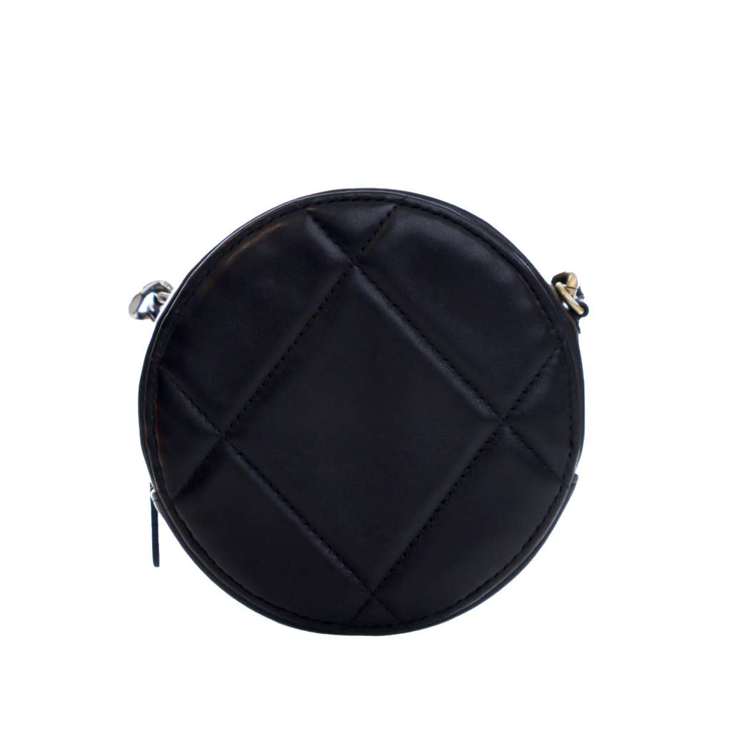 Chanel Lambskin 19 Round Clutch with Chain Black Leather Good condition - Back View