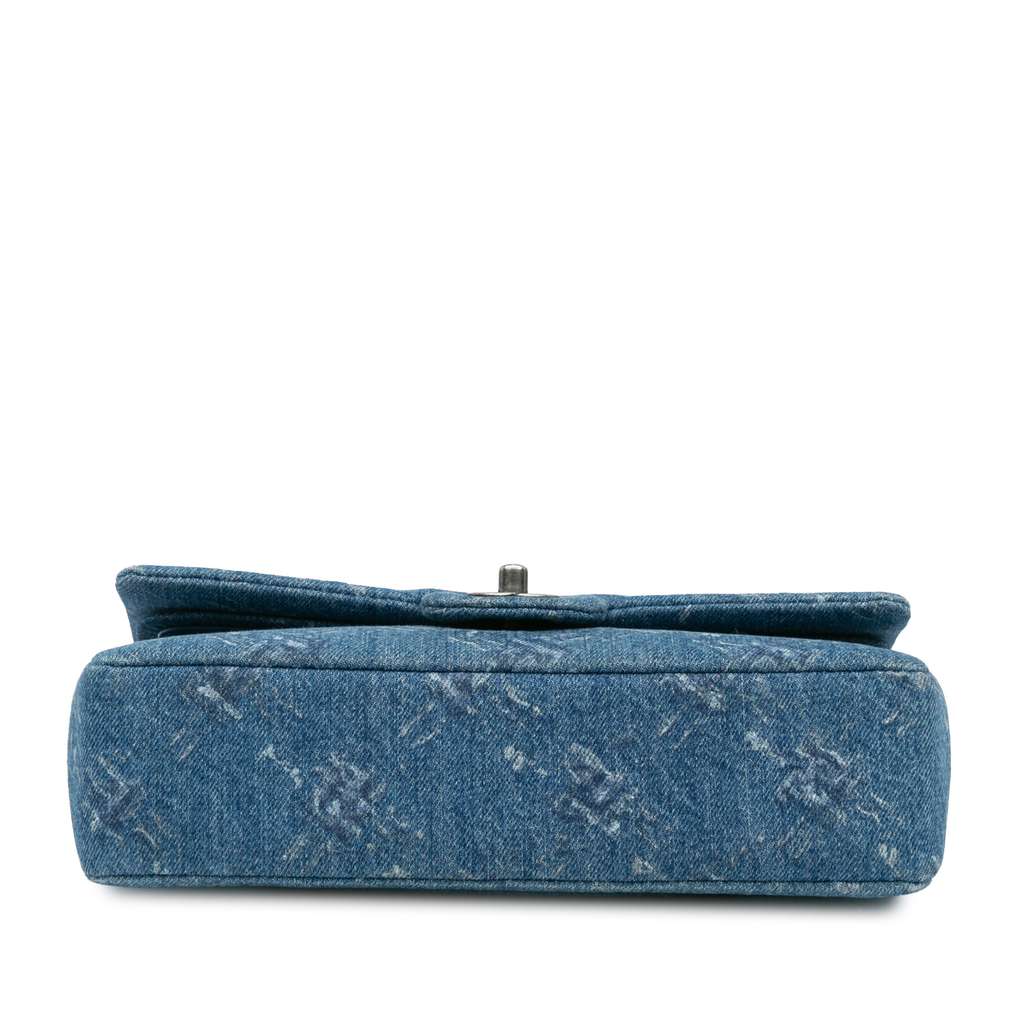 Chanel Medium Classic Printed Denim Double Flap Blue Denim Very good condition - Inside View