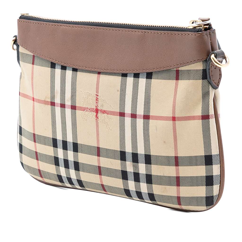 Burberry Haymarket Check Canvas Peyton Crossbody Brown Canvas Good condition - Back View