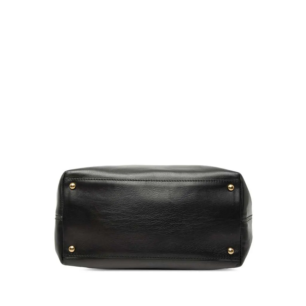 Chanel CC Lambskin Turnlock Satchel Black Leather Good - Inside View
