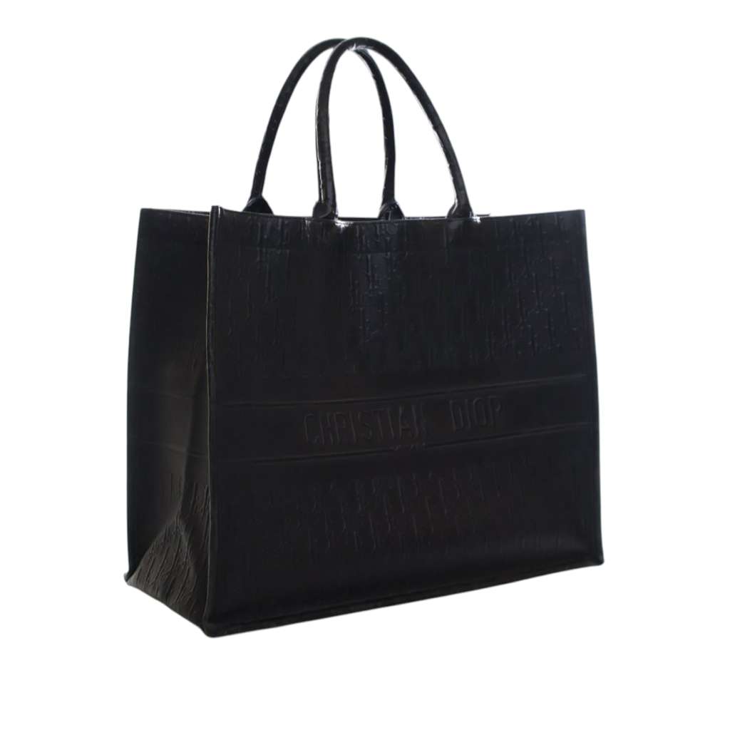 Dior Large Oblique Embossed Book Tote Black Leather Good condition - Back View
