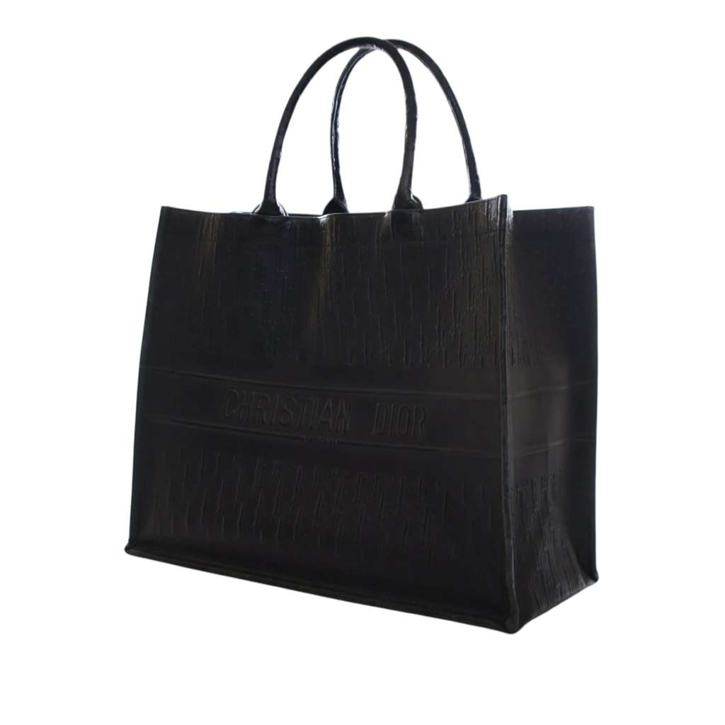 Dior Large Oblique Embossed Book Tote Black Leather Good condition - Inside View