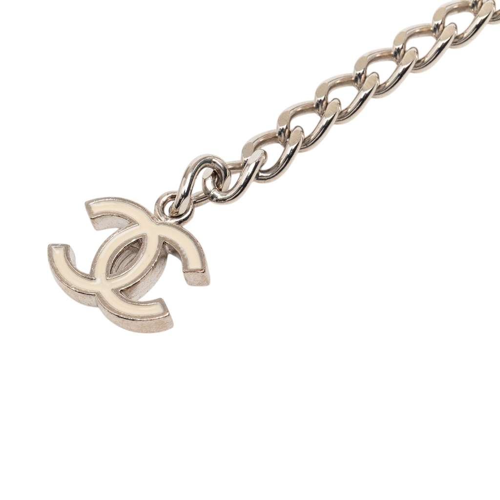 Chanel Silver Plated Lacquered CC Chain Link Belt Silver Metal Good condition - Back View