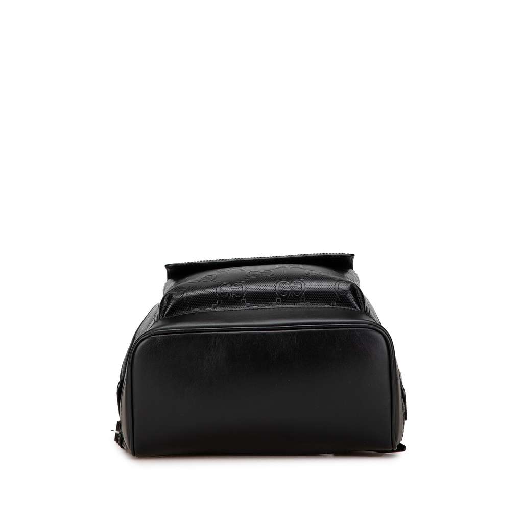 Gucci GG Embossed Backpack Black Leather Good condition - Inside View
