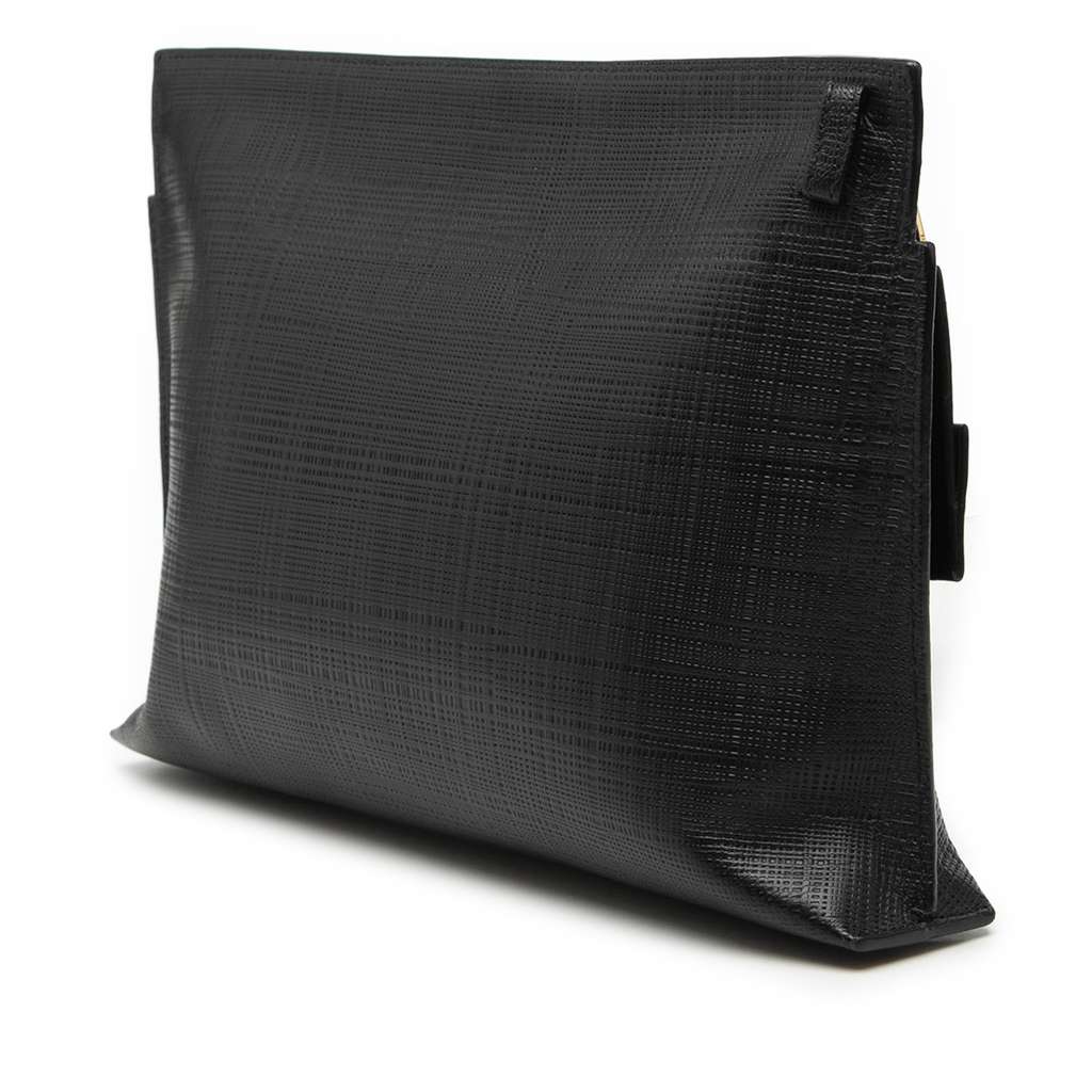 Loewe Leather Anagram T Clutch Black Leather Good condition - Back View