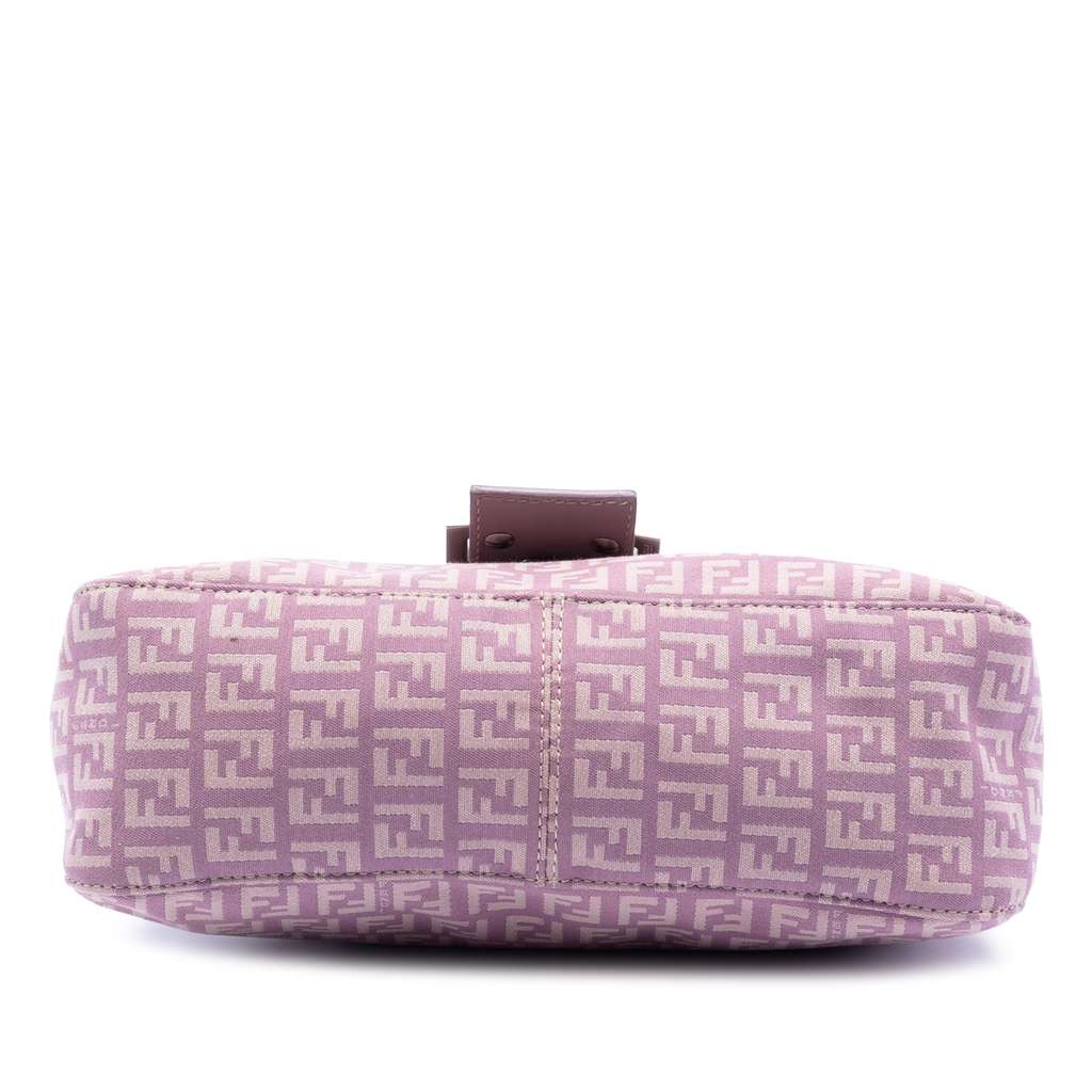 Fendi Zucchino Canvas Double Flap Shoulder Bag Purple Canvas Good condition - Inside View