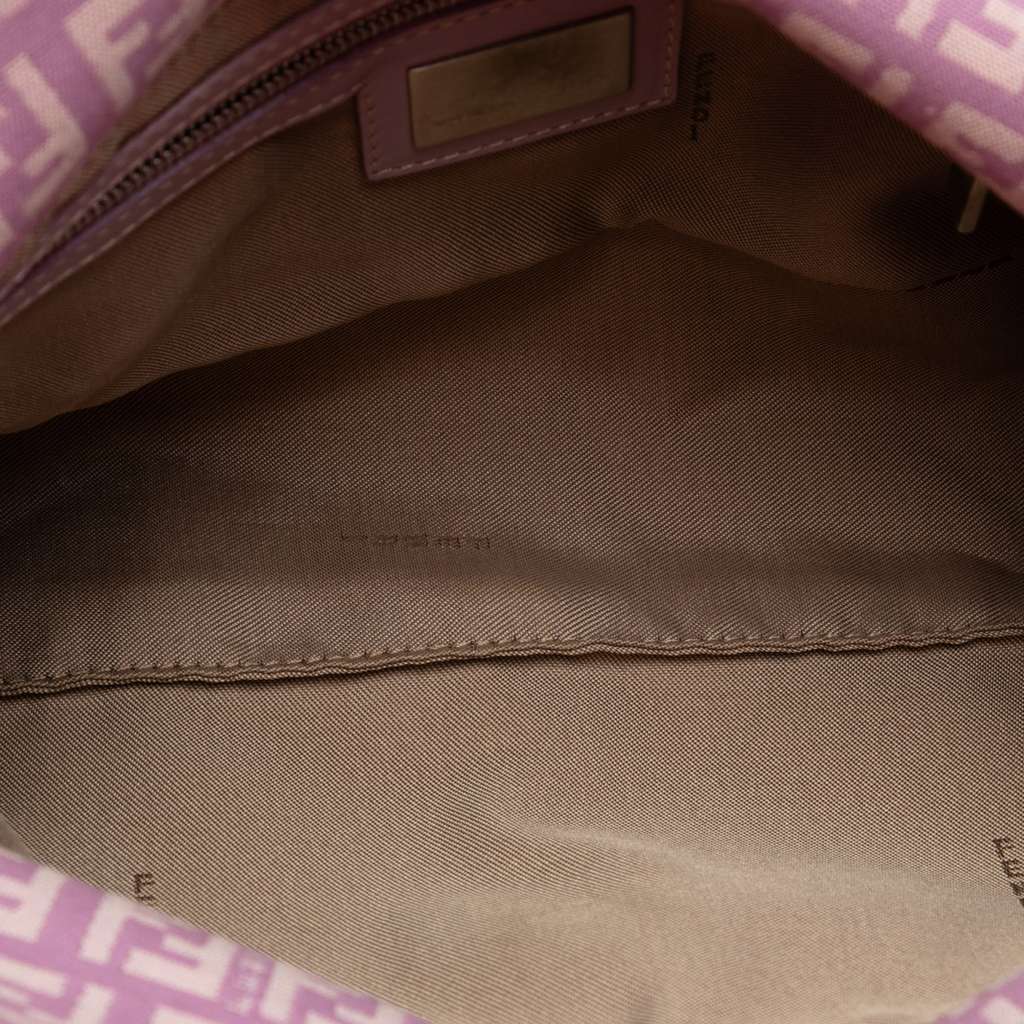Fendi Zucchino Canvas Double Flap Shoulder Bag Purple Canvas Good condition - Model View
