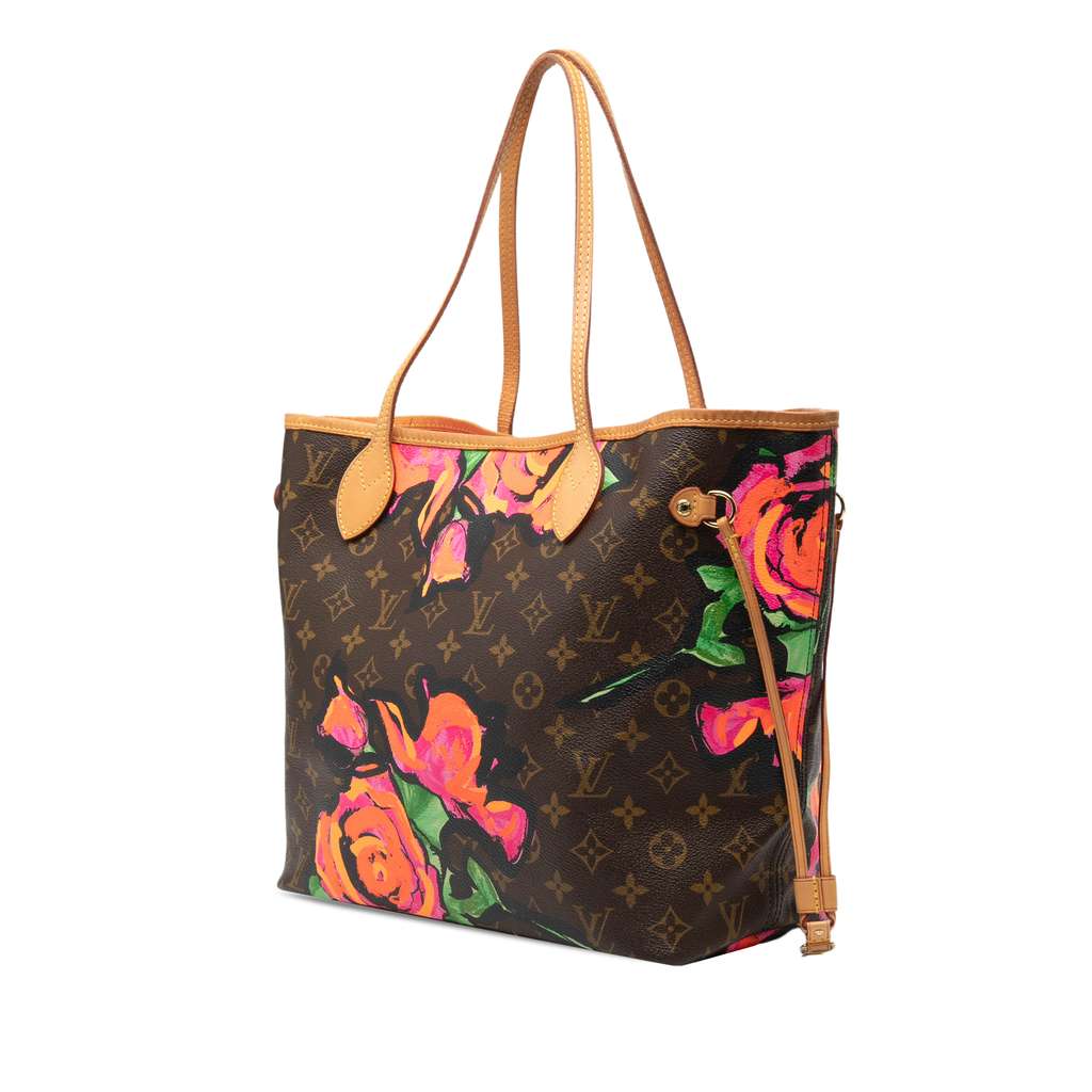 Louis Vuitton Monogram Roses Neverfull MM Brown Good condition - Back View