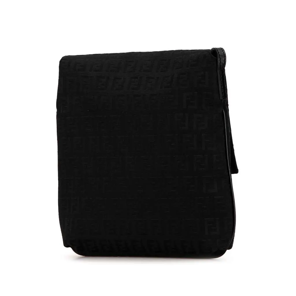 Fendi Zucchino Canvas Crossbody Black Canvas Good - Back View