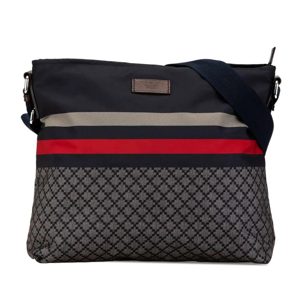 Gucci Diamante Nylon Web Crossbody Blue Very good - Front View