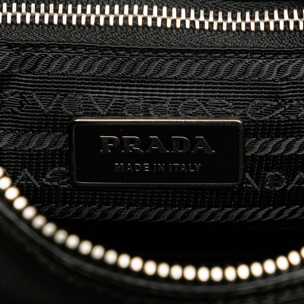 Prada Vitello Trimmed Tessuto Zip Top Crossbody Black Good condition - Box View