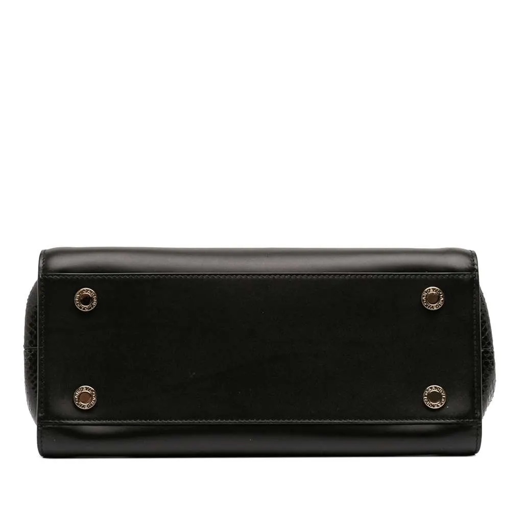 Bvlgari Leather Serpenti Scaglie Tote Black Leather Good - Inside View