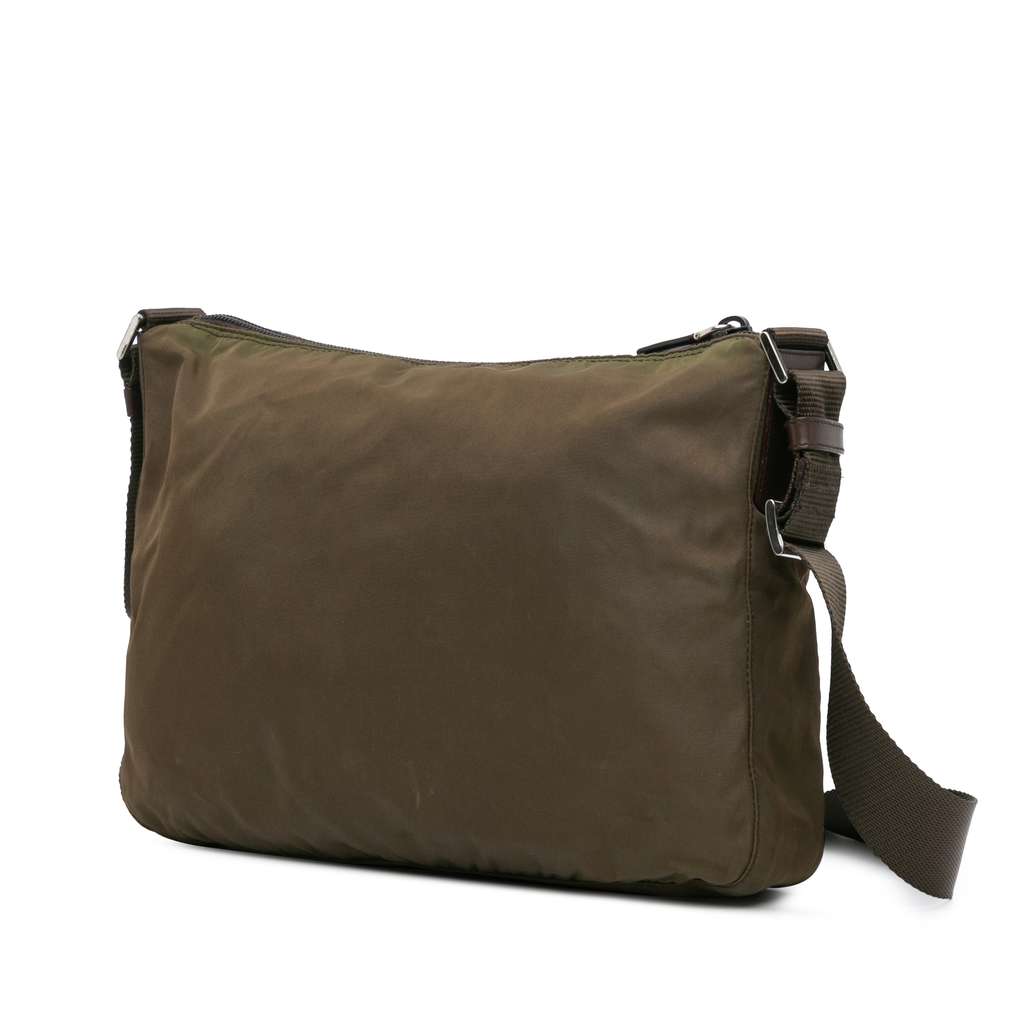 Prada Tessuto Zip Top Crossbody Brown Good condition - Back View