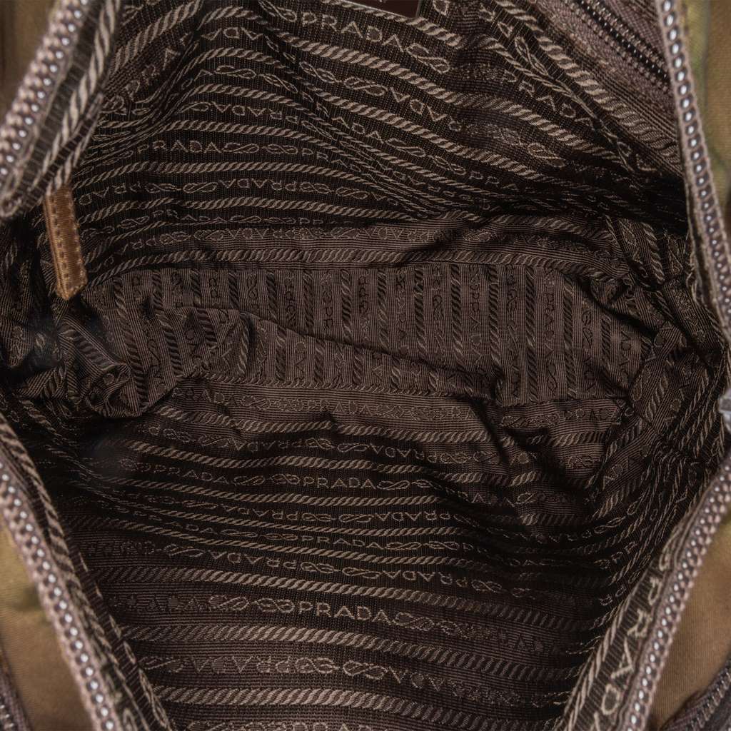 Prada Tessuto Zip Top Crossbody Brown Good condition - Model View