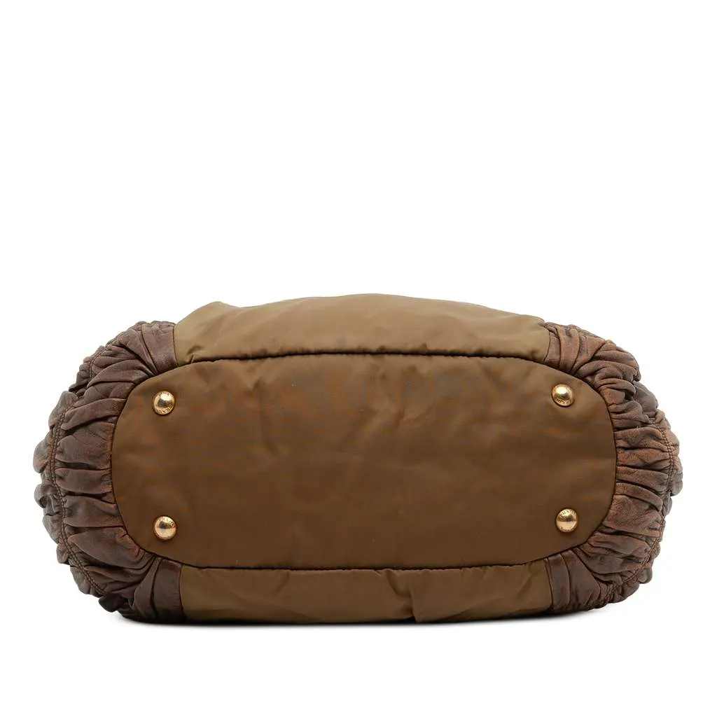 Prada Tessuto and Nappa Gaufre Tote Brown Very good - Inside View