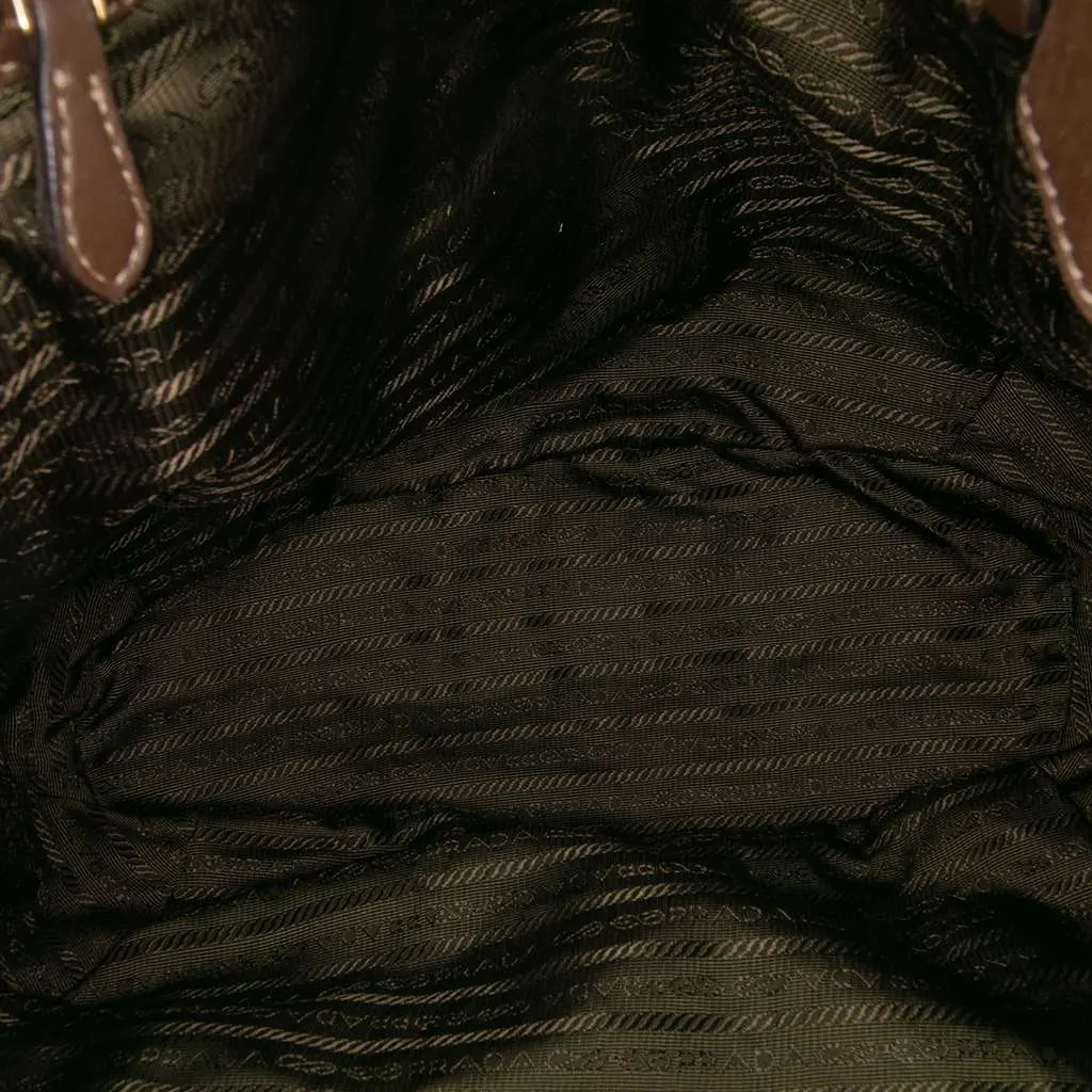 Prada Tessuto and Nappa Gaufre Tote Brown Very good - Model View