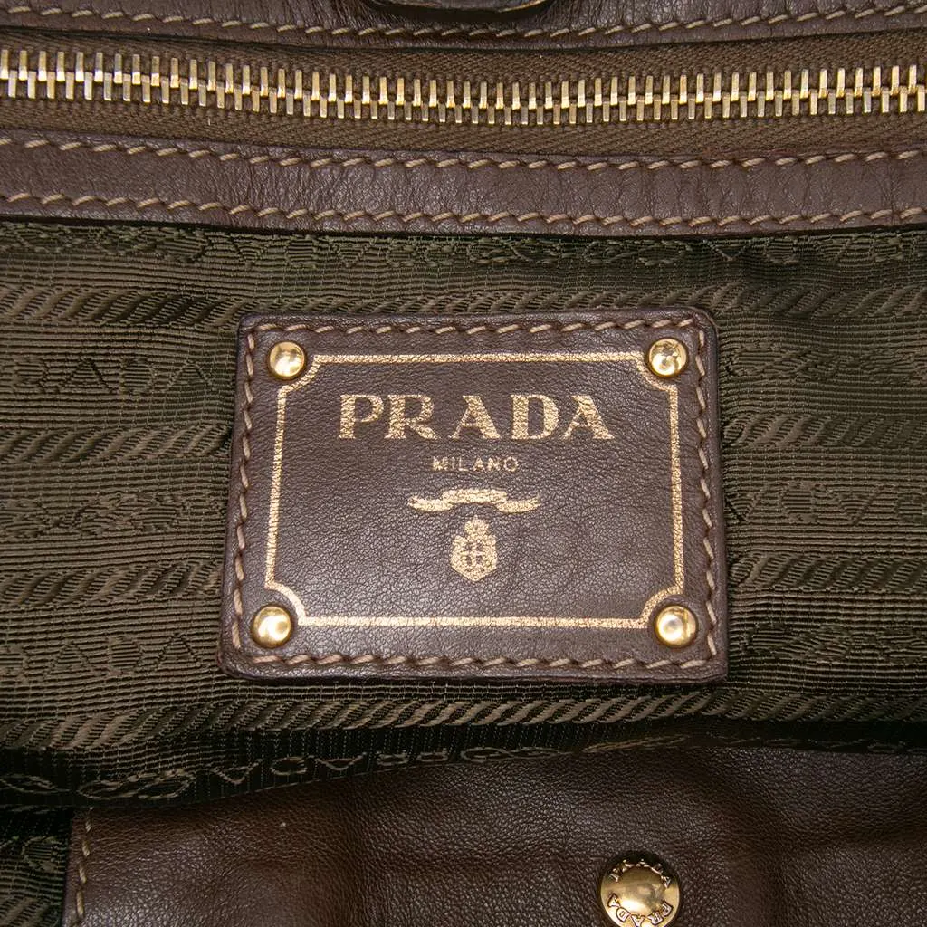 Prada Tessuto and Nappa Gaufre Tote Brown Very good - Box View