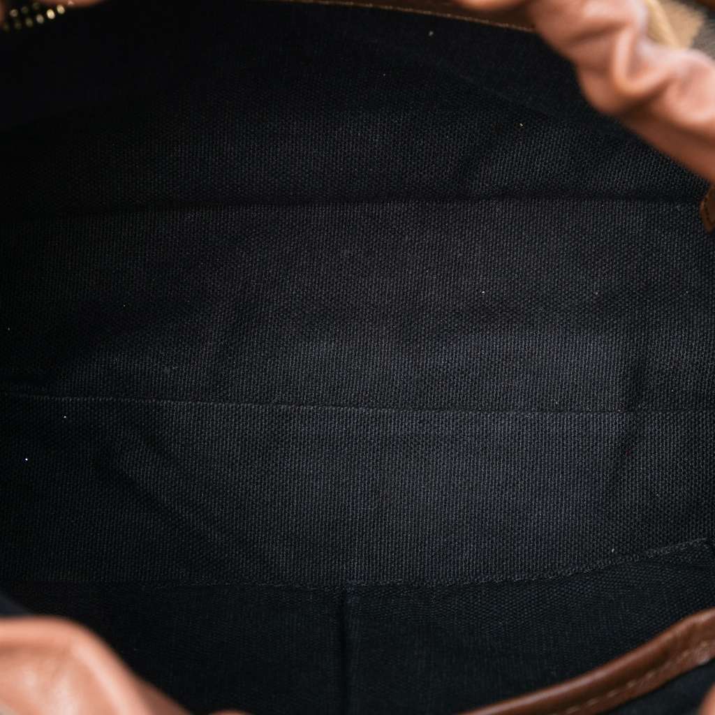 Burberry House Check Canvas and Calfskin Little Crush Crossbody Brown Leather Good condition - Model View