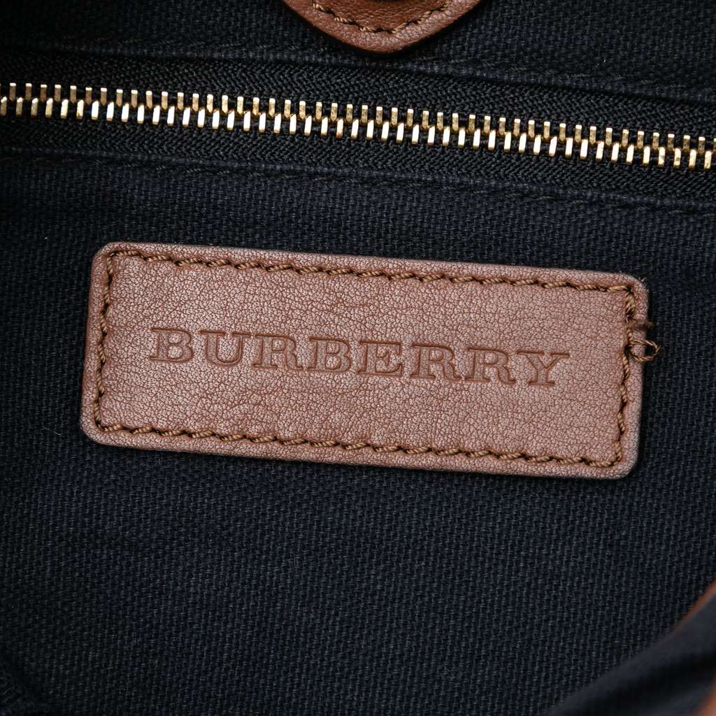 Burberry House Check Canvas and Calfskin Little Crush Crossbody Brown Leather Good condition - Box View