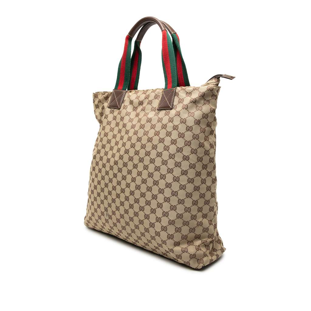 Gucci GG Canvas Web Vertical Tote Brown Canvas Good condition - Back View
