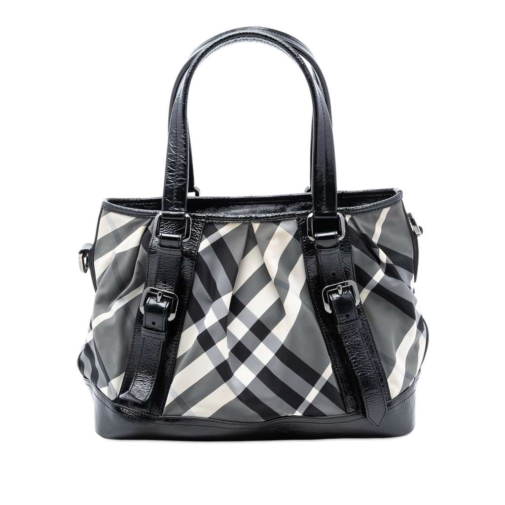 Burberry Medium Beat Check Nylon Lowry Satchel