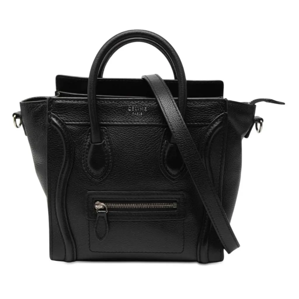 Celine Nano Leather Luggage Tote Black Leather Very good - Front View
