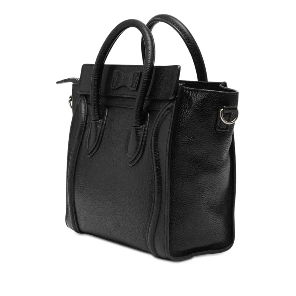 Celine Nano Leather Luggage Tote Black Leather Very good - Back View