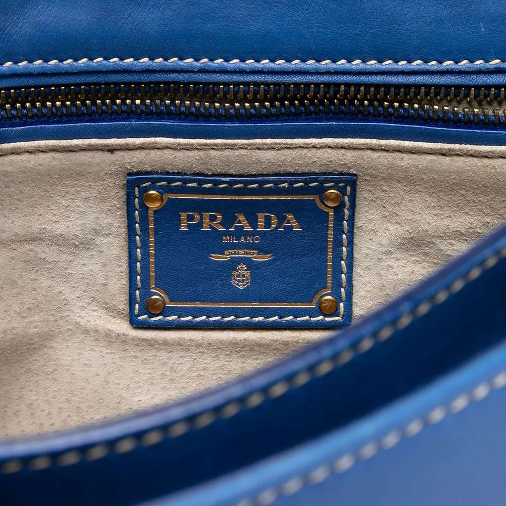 Prada City Calf Pattina Crossbody Blue Leather Very good - Box View