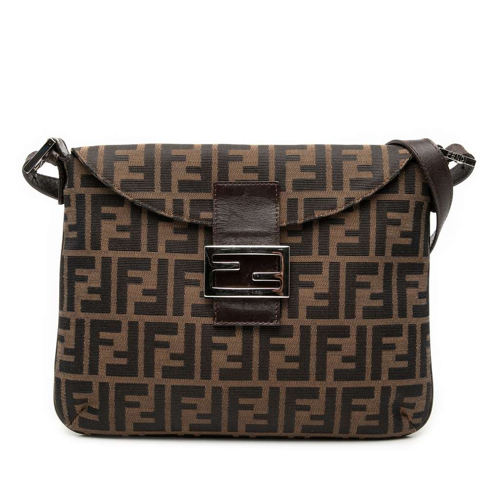 Fendi حقيبة كتف من قماش زوكا ذات غطاء مزدوج