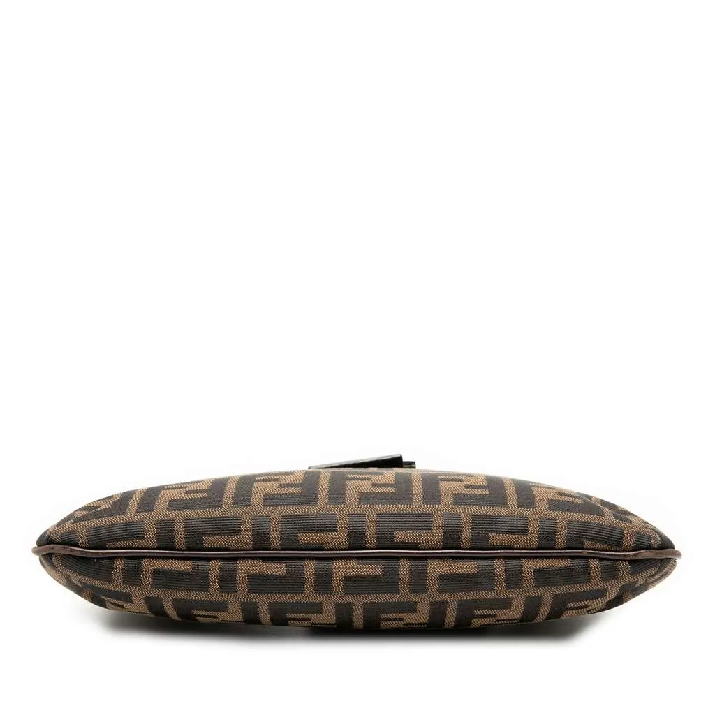 Fendi Zucca Canvas Double Flap Shoulder Bag Brown Canvas Good - Inside View