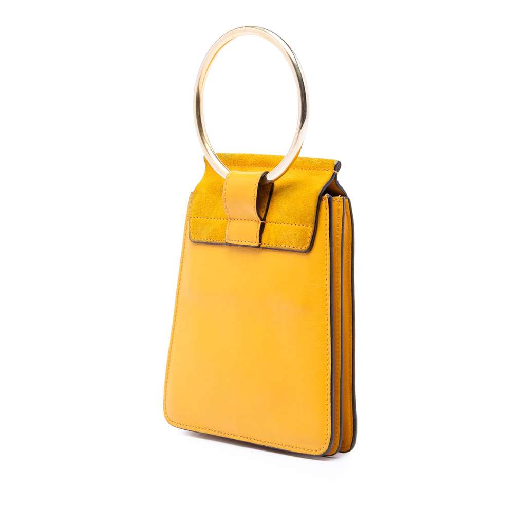 Chloé Mini Calfskin and Suede Faye Bracelet Bag Yellow Leather Good condition - Back View