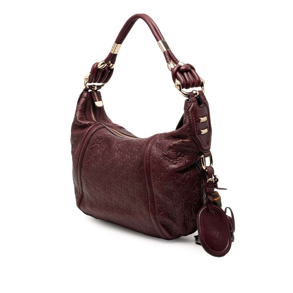 Gucci Medium Guccissima Techno Horsebit Hobo Red Leather Good condition - Back View