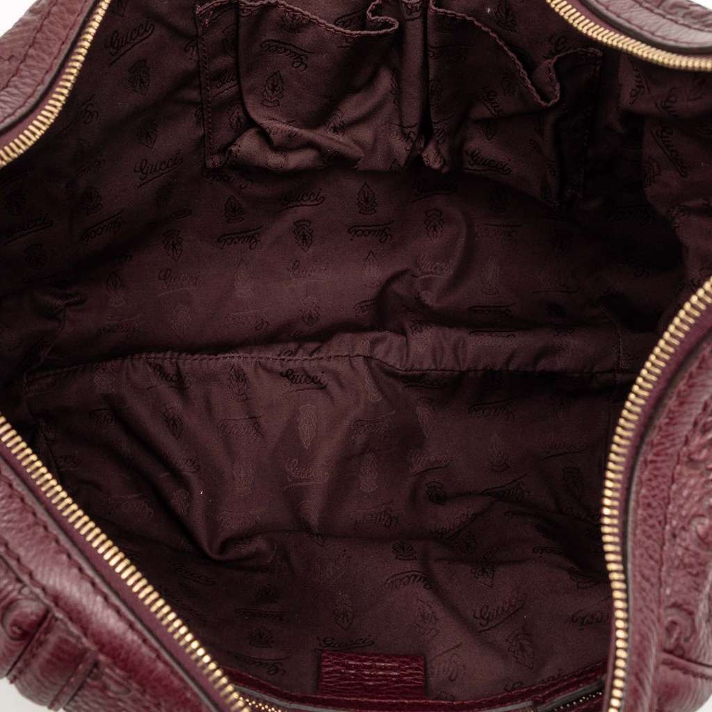 Gucci Medium Guccissima Techno Horsebit Hobo Red Leather Good condition - Model View