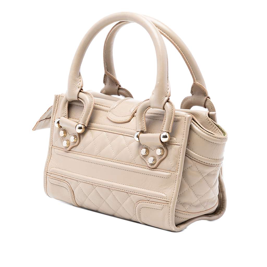 Burberry Mini Quilted Leather Manor Handbag Brown Leather Very good condition - Back View