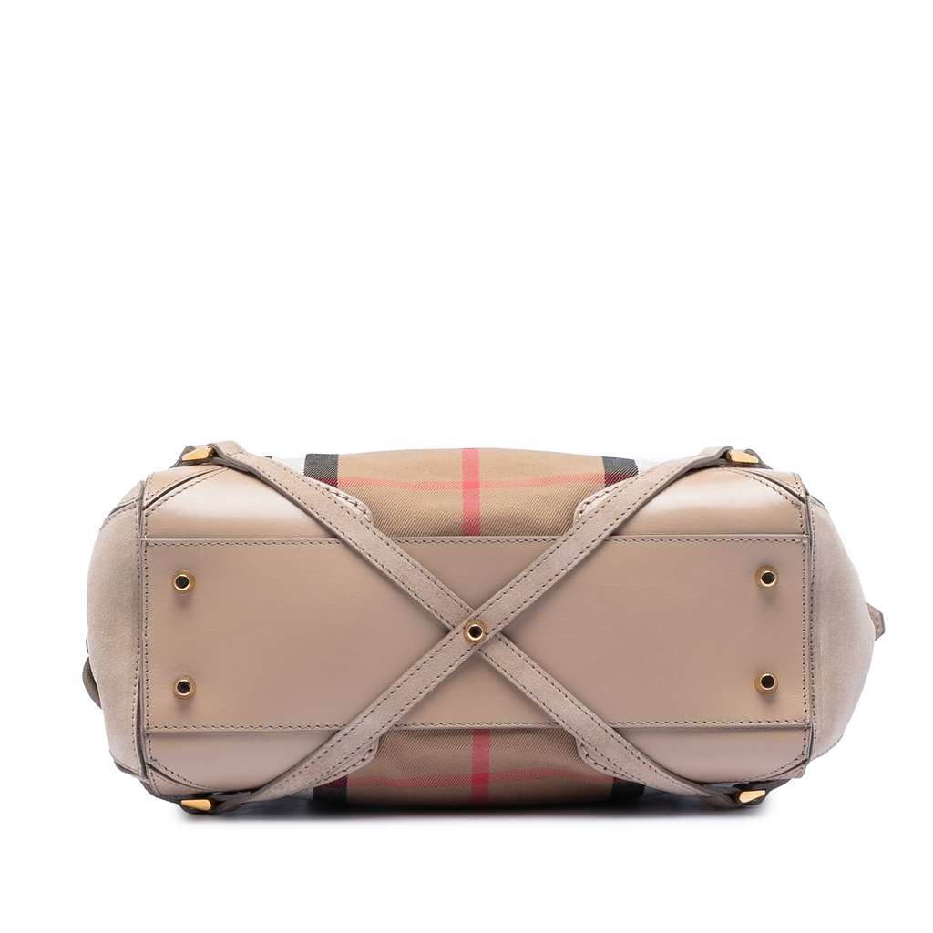 Burberry Small House Check Canvas Bridle Gladstone Satchel Brown Canvas Good condition - Inside View