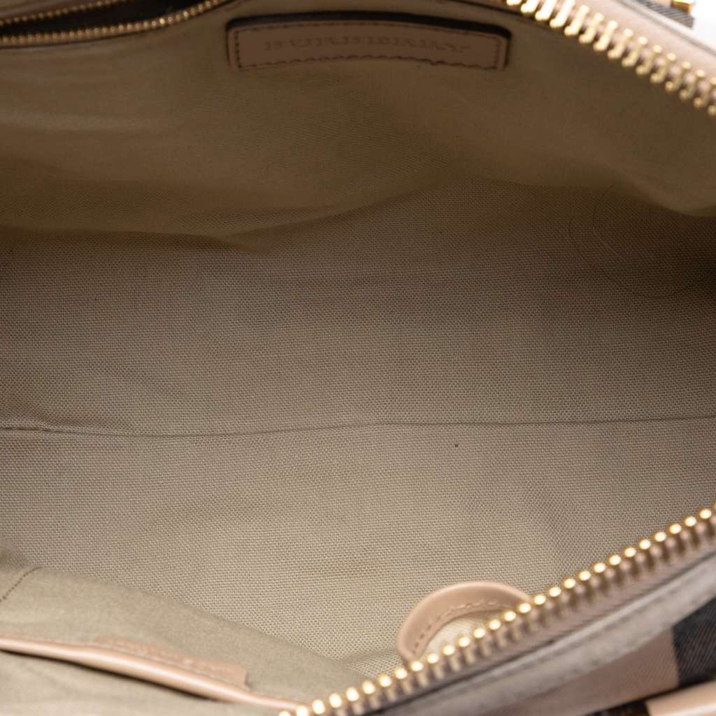 Burberry Small House Check Canvas Bridle Gladstone Satchel Brown Canvas Good condition - Model View