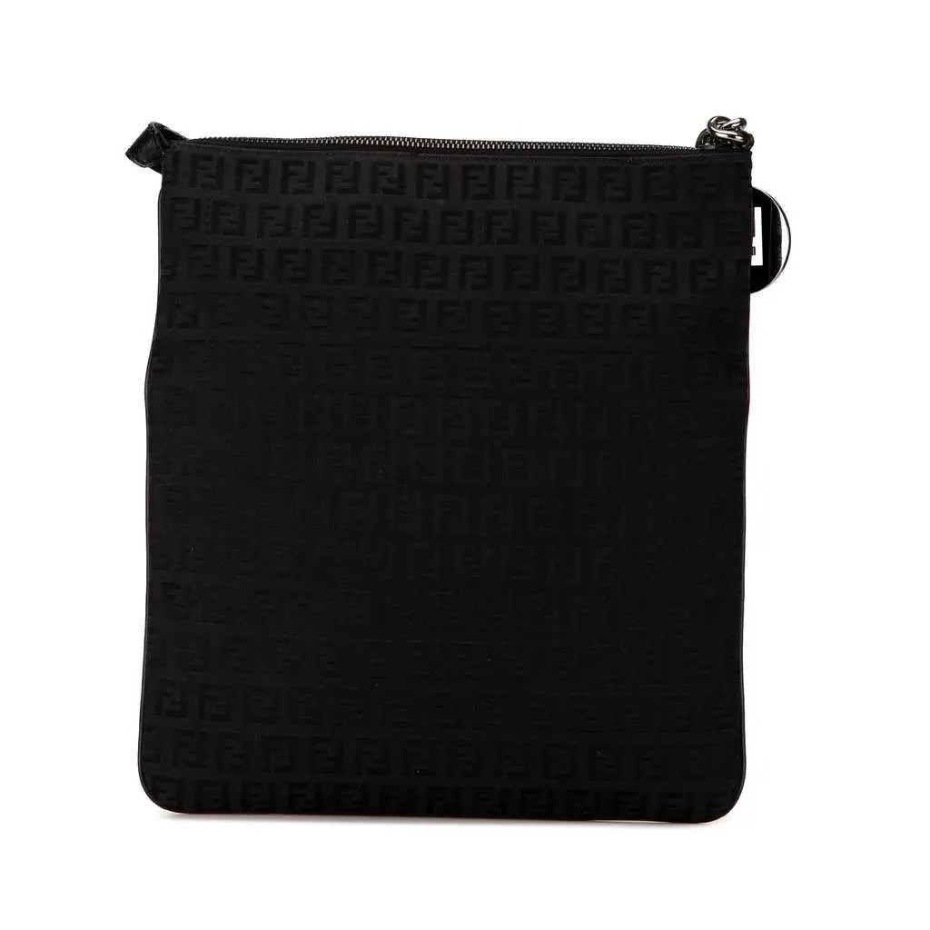 Fendi Zucchino Canvas Crossbody Black Canvas Good - Inside View