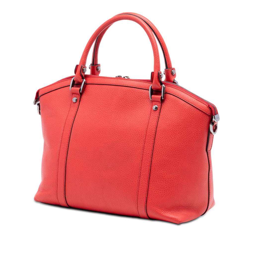 Gucci Leather GG Charm Dome Satchel Red Leather Good condition - Back View