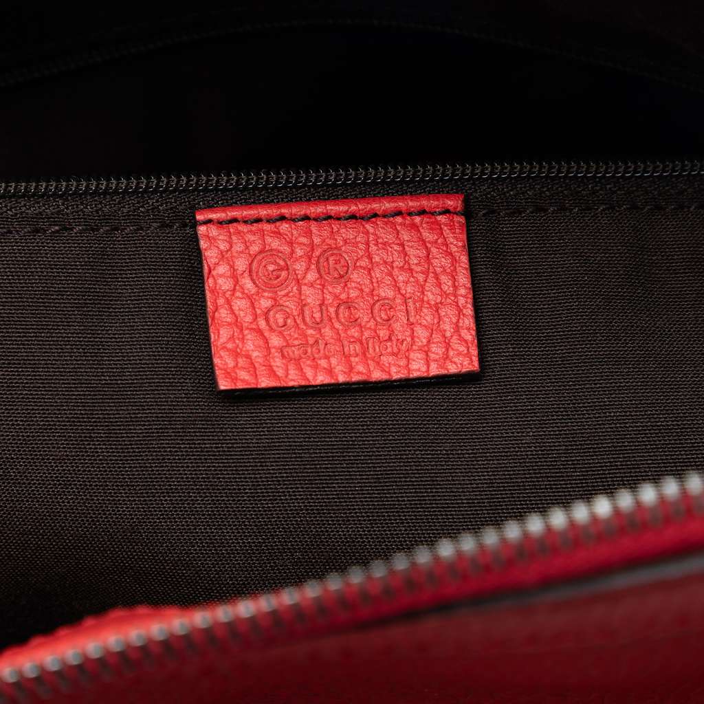 Gucci Leather GG Charm Dome Satchel Red Leather Good condition - Box View