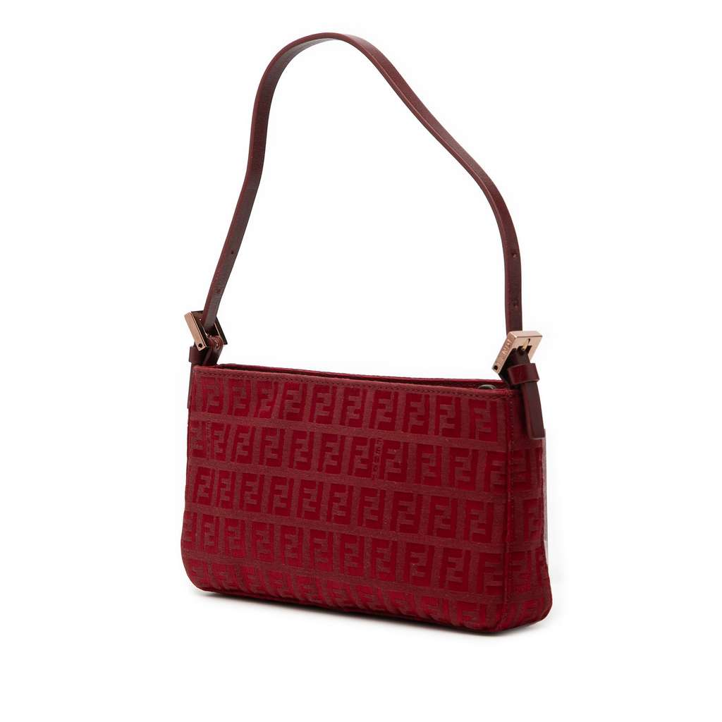 Fendi Zucchino Canvas Pochette Red Canvas Good condition - Back View