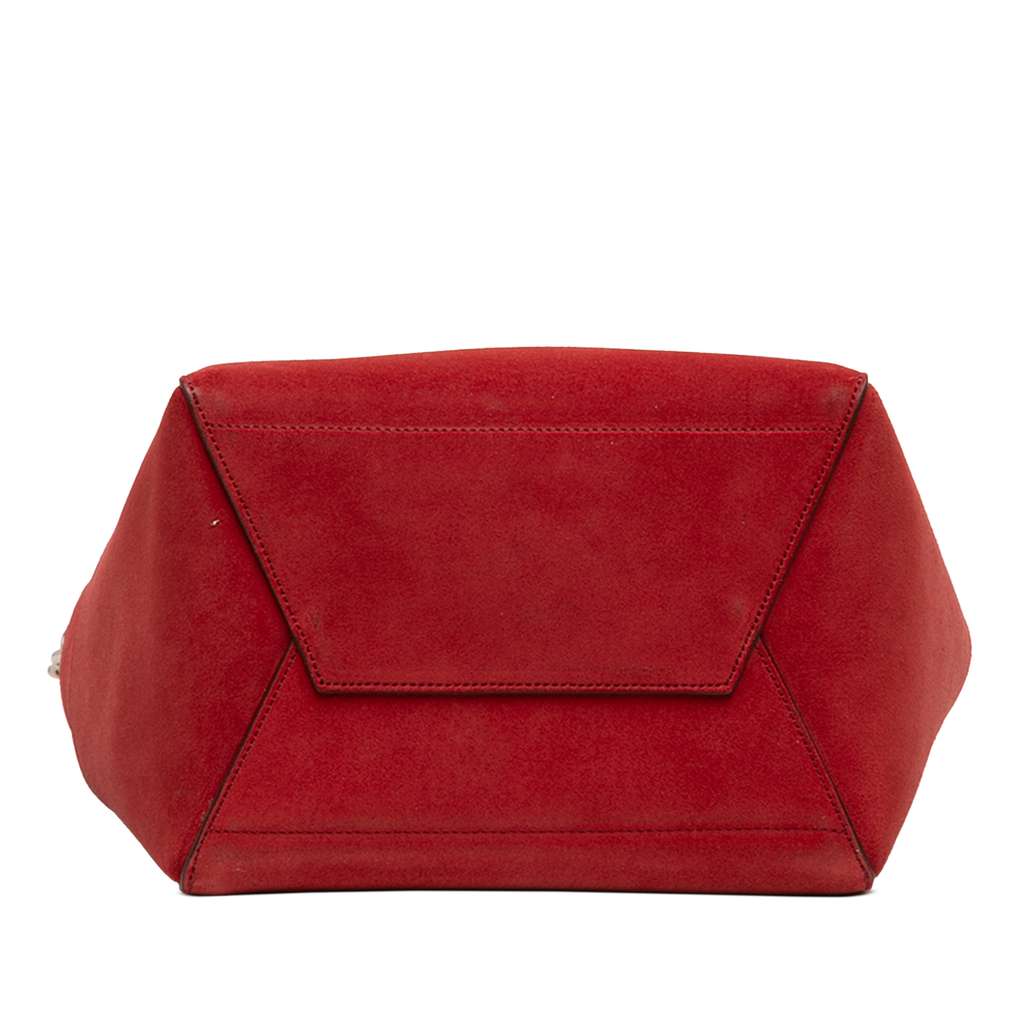 Celine Medium Suede Seau Sangle Bucket Bag Red Leather Good condition - Inside View
