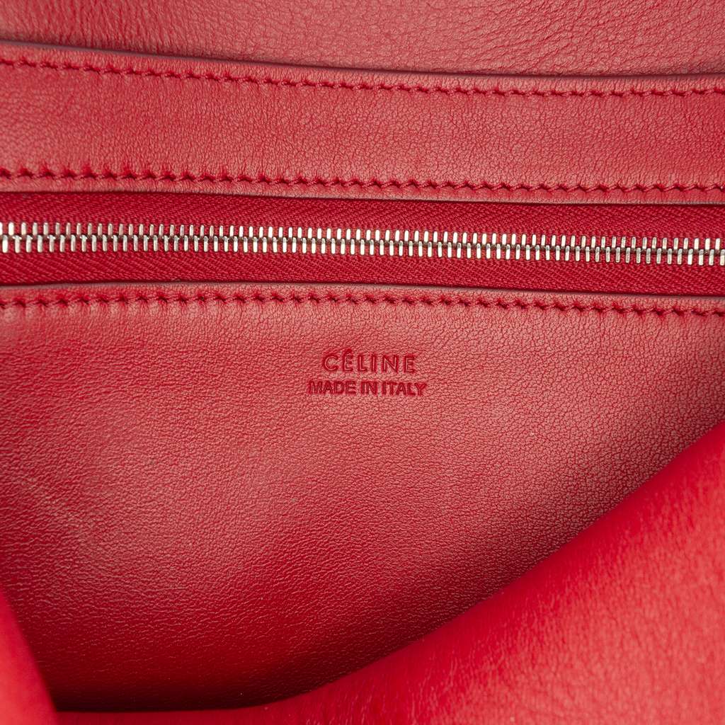 Celine Medium Suede Seau Sangle Bucket Bag Red Leather Good condition - Box View
