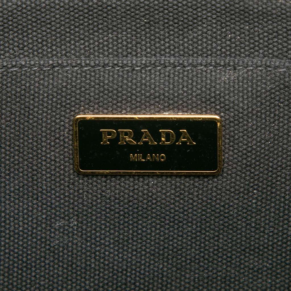 Prada Small Canvas Canapa Logo Satchel Black Canvas Good condition - Box View