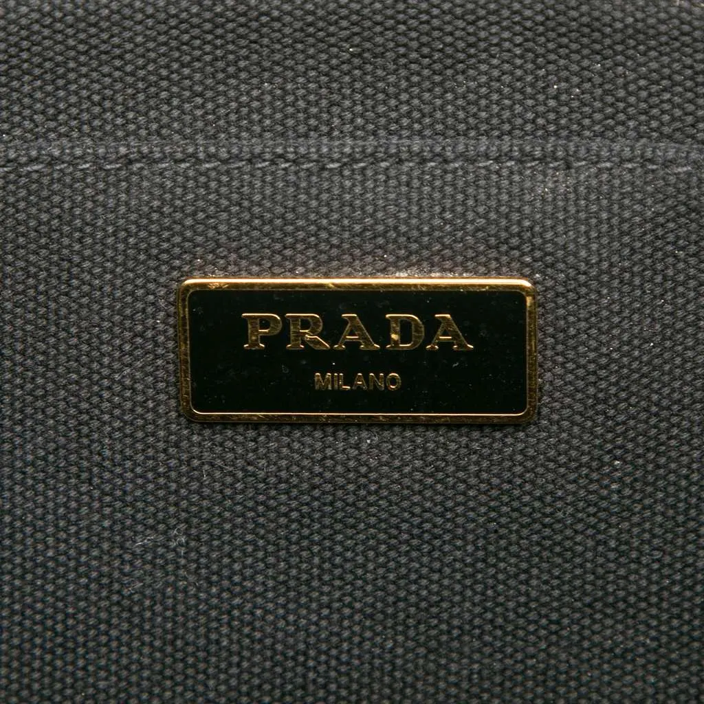 Prada Small Canvas Canapa Logo Satchel Black Canvas Very good - Box View