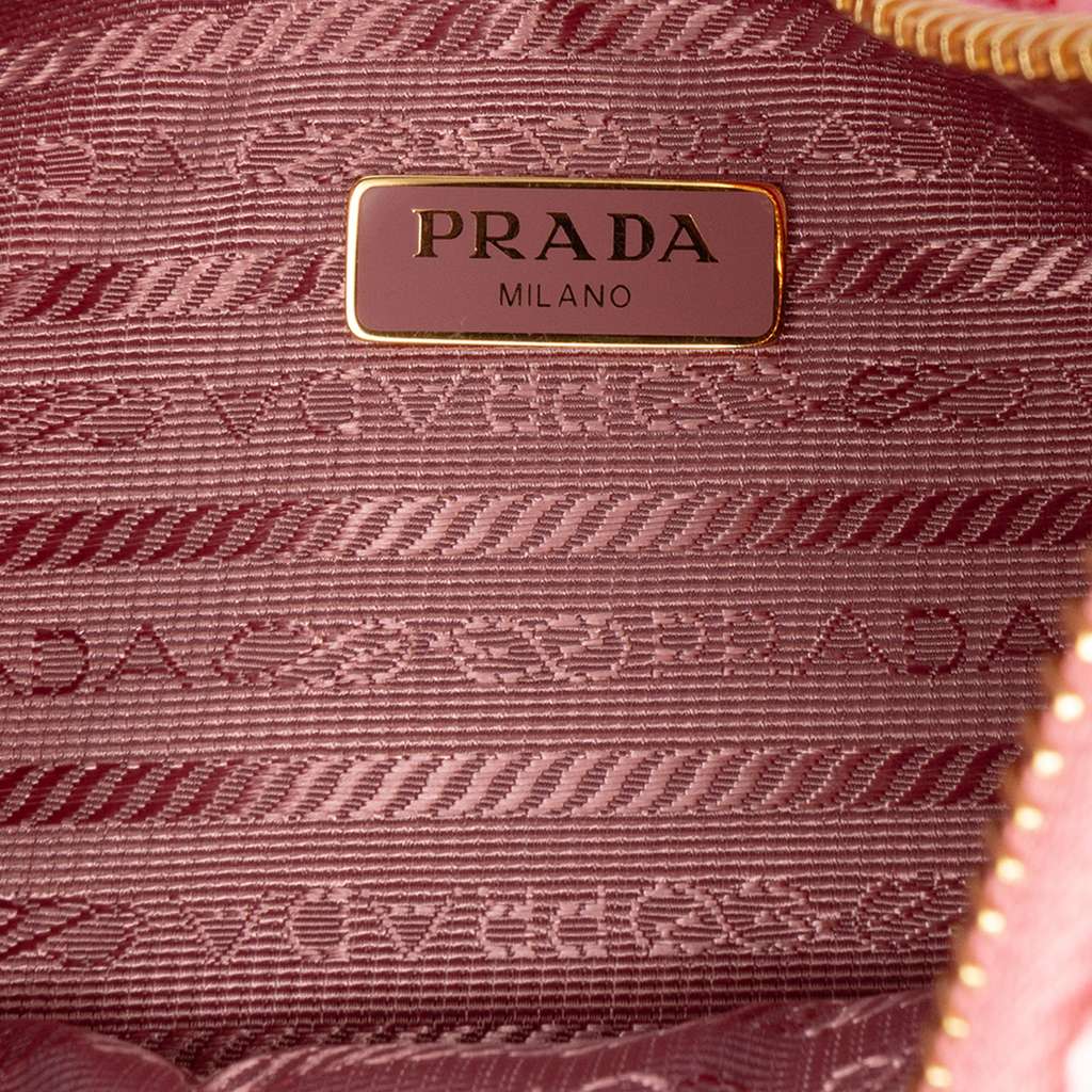 Prada Yarn Effect Raffia Crochet Re Edition 2005 Satchel Pink Good condition - Box View